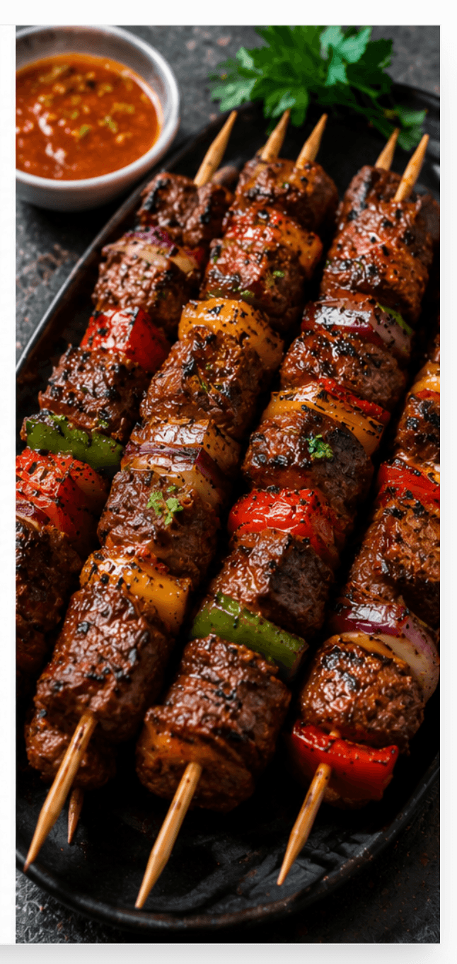 Brochettes de viande marinée